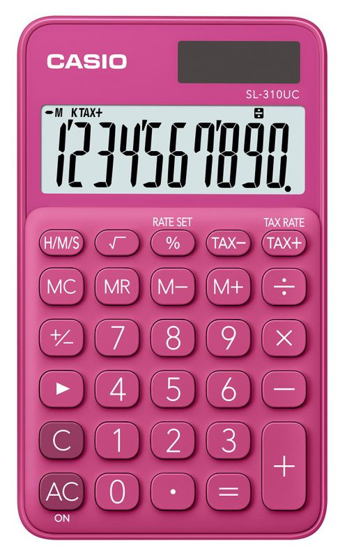 

Калькулятор карманный CASIO SL-310UC, 10-разрядный, кол-во функций:9, однострочный экран, красный (SL-310UC-RD-S-EC), SL-310UC