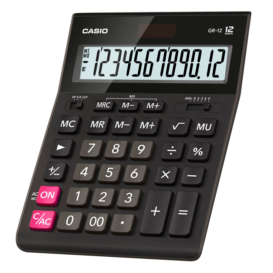 

Калькулятор настольный CASIO GR-12, 12-разрядный, кол-во функций:10, однострочный экран, черный (GR-12-W-EH), GR-12