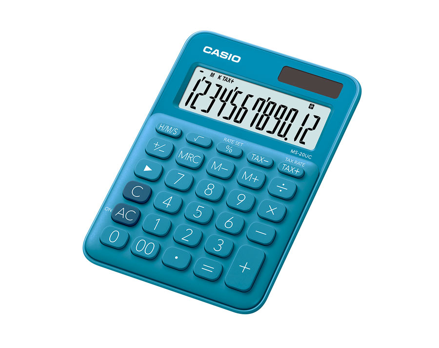 

Калькулятор настольный CASIO MS-20UC, 12-разрядный, кол-во функций:10, однострочный экран, синий (MS-20UC-BU-S-EC), MS-20UC