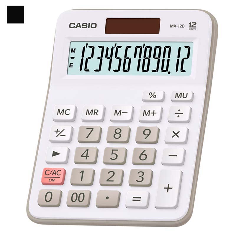 

Калькулятор настольный CASIO MX-12B-WE, 12-разрядный, кол-во функций:7, однострочный экран, белый/серый (MX-12B-WE-W-EC), MX-12B-WE