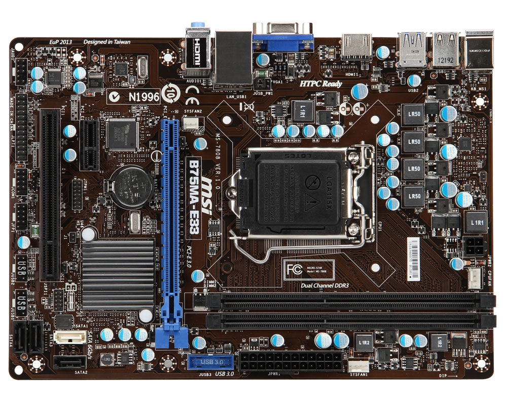 Материнская плата MSI B75MA-E33, Socket1155, Intel B75, mATX
