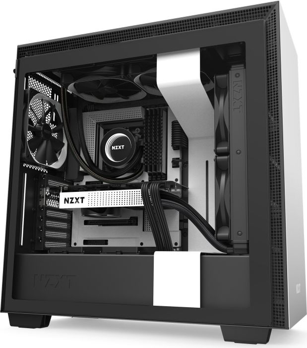 Корпус NZXT H710, ATX, Midi-Tower, 2xUSB 3.0, черный/белый, Без БП (CA-H710B-W1)