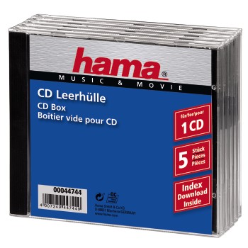 Коробка Hama Jewel для CD, 5шт., прозрачный/черный (H-44744)