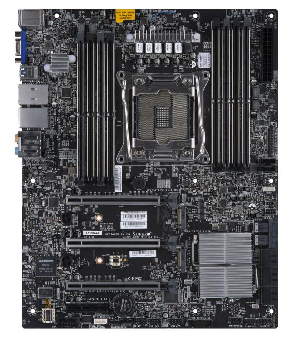 

Материнская плата Supermicro X11SRA-F, 1xSocket2066, iC422, 8xDDR4, 3PCI-Ex16, 2xM.2-PCI-E, 6SATA3 RAID 0/1/5/10, 7.1-ch, GLAN, 1x5GLAN, 6xUSB 2.0, 6xUSB 3.0, 2xUSB 3.1, VGA, ATX, Retail (MBD-X11SRA-F-O), X11SRA-F