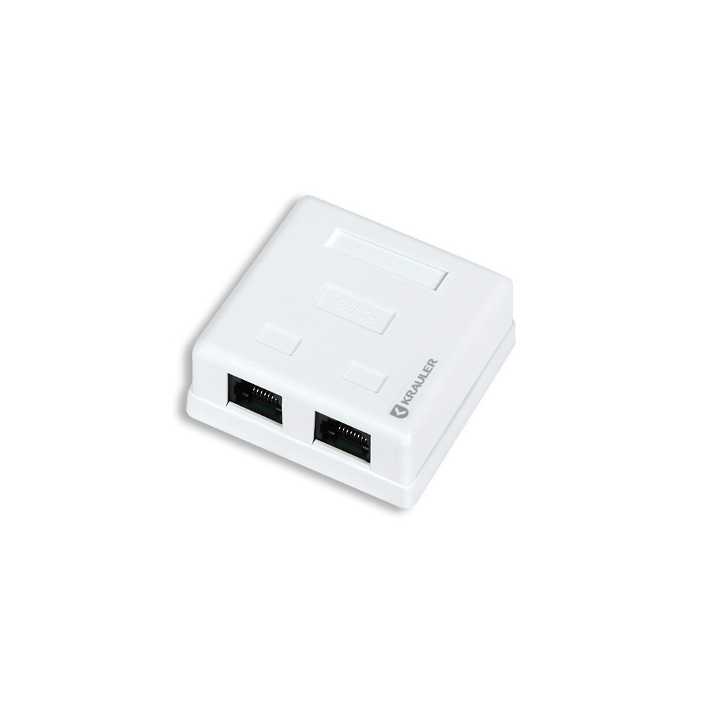 Розетка RJ-45+RJ-45 открытый монтаж категория 5e, KRAULER (KR-WOC5-PCB-U2)