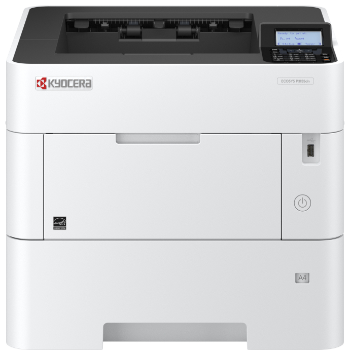 

Принтер лазерный Kyocera Ecosys P3155dn, A4, ч/б, 55стр/мин (A4 ч/б), 1200x1200dpi, дуплекс, сетевой, USB (1102TR3NL0), Белый/серый, P3155dn