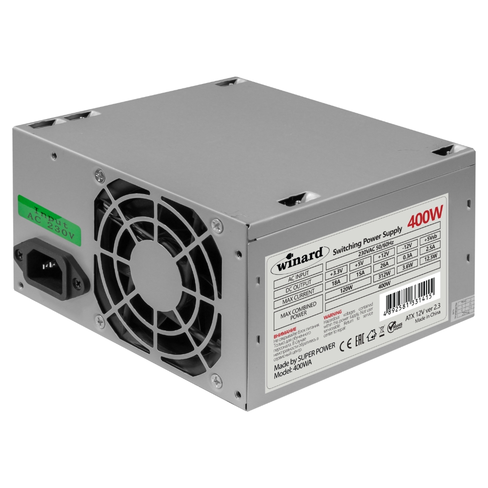 

Блок питания 400 Вт ATX Winard 400WA 400W, 80 мм, 400WA 400W