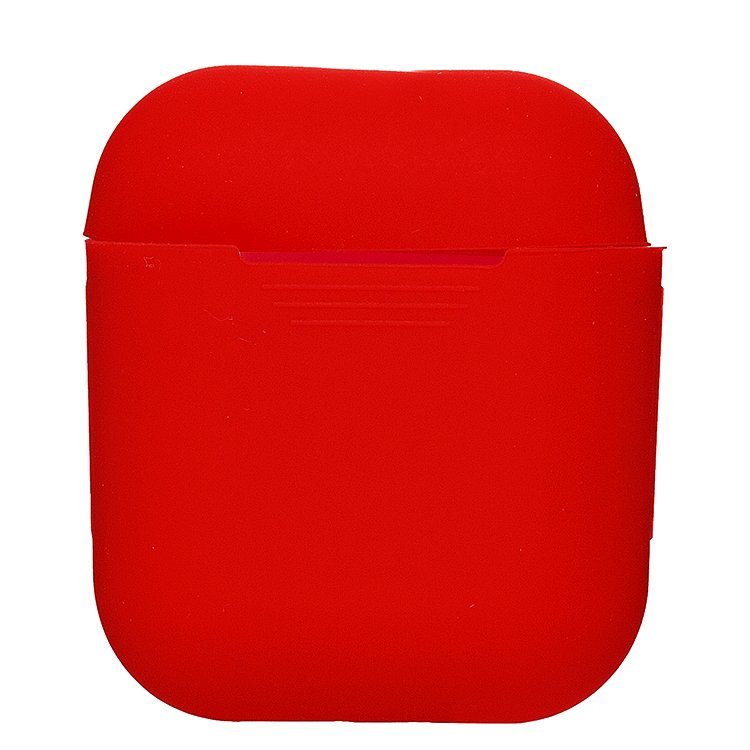 Чехол силиконовый для кейса Apple AirPods, тонкий, красный (97776)