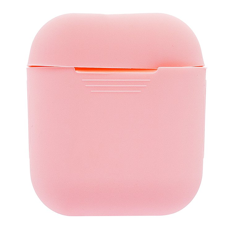 Чехол силиконовый для кейса Apple AirPods, тонкий, розовый (91521)