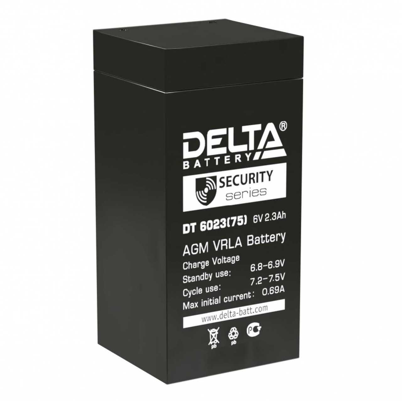 Аккумуляторная батарея для ОПС Delta DT 6023 (75), 6V, 2.3Ah
