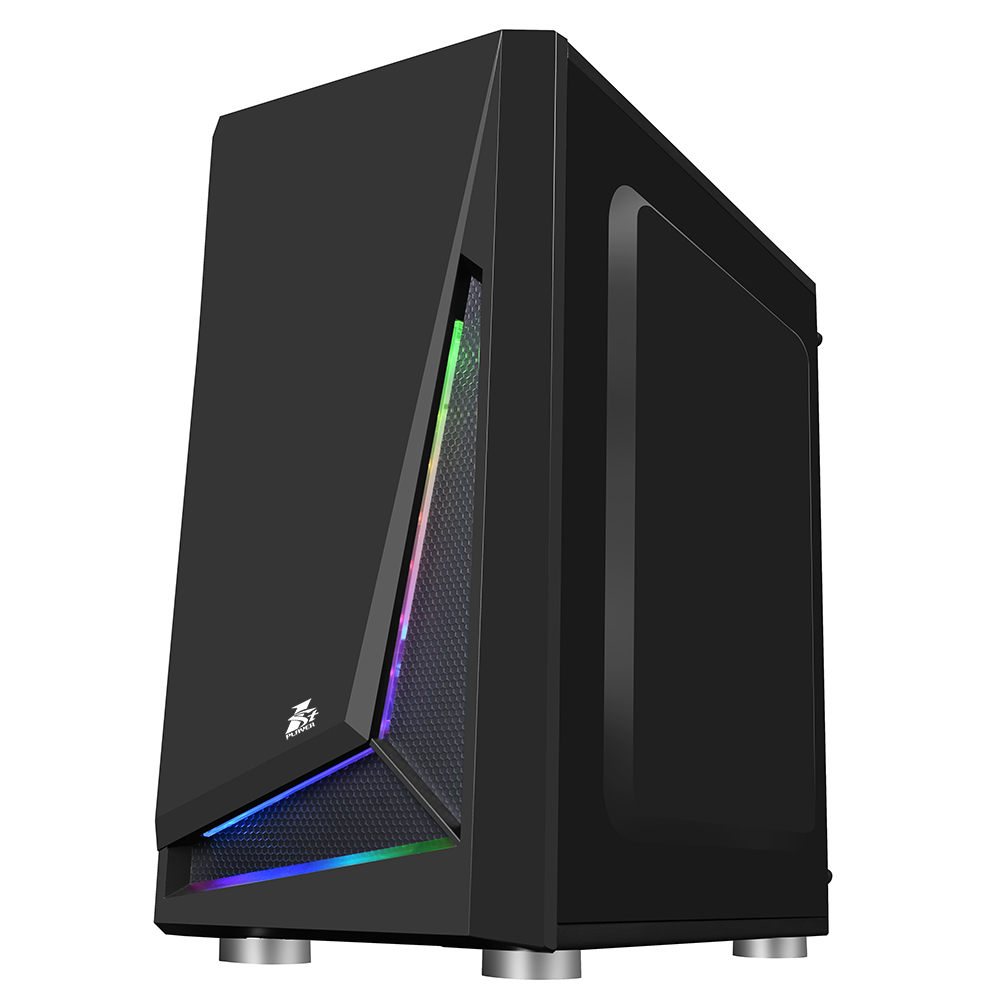 Корпус 1STPLAYER RAINBOW R2, mATX, Micro-Tower, USB 3.0, закаленное стекло, 1x120mm LED вентилятор, черный, Без БП (R2-1R1)