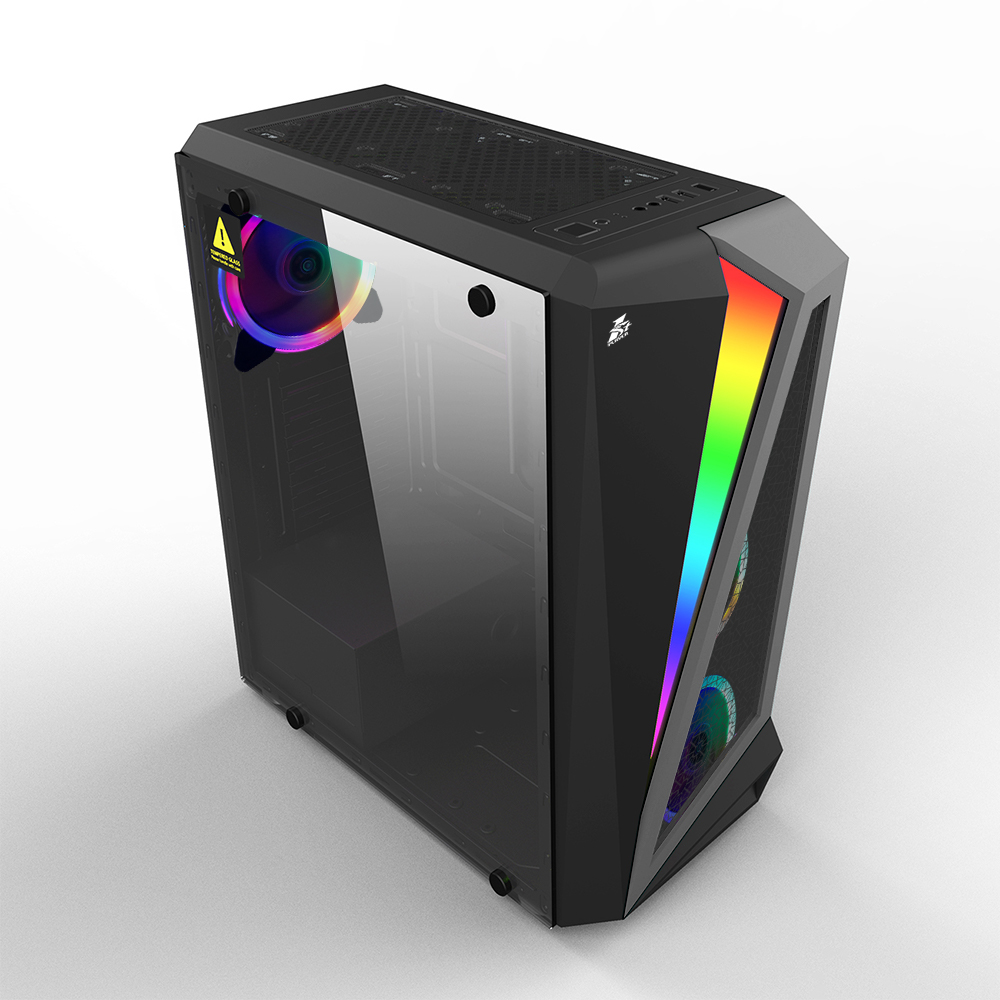 Корпус 1STPLAYER RAINBOW R5, ATX, Midi-Tower, USB 3.0, закаленное стекло, 3x120mm LED вентилятора, черный, Без БП (R5-3R1)