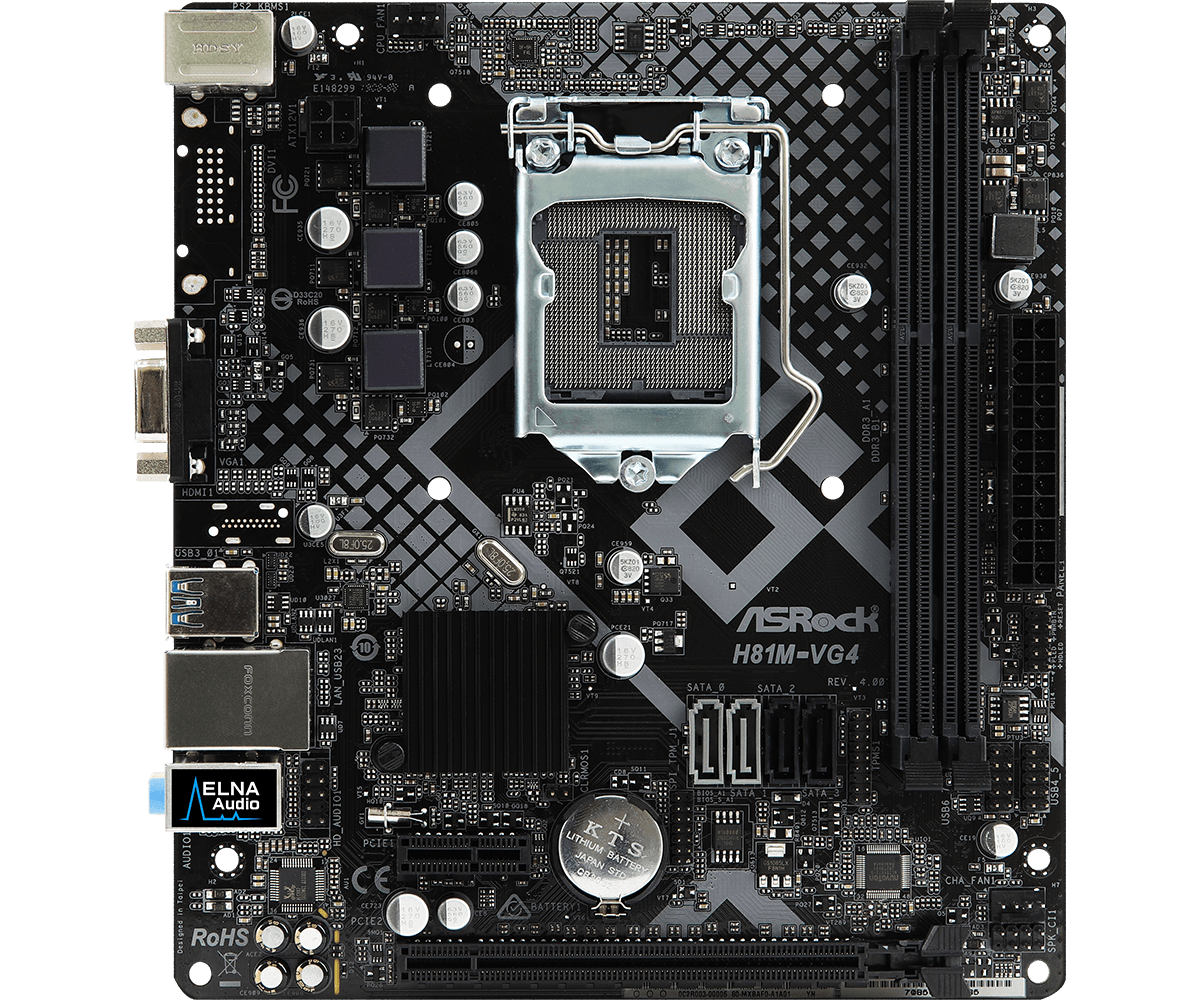 Материнская плата ASRock H81M-VG4 R4.0, Socket1150, Intel H81, mATX