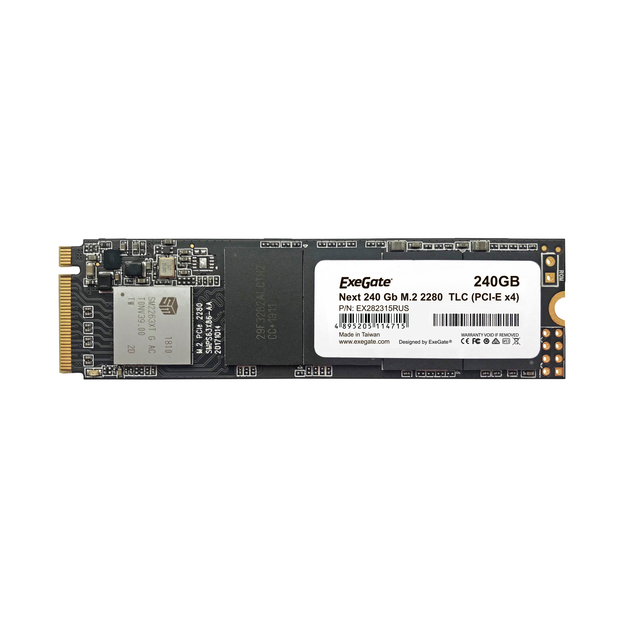 

Твердотельный накопитель (SSD) Exegate 240Gb Next KC2000TP240, 2280, M.2, NVMe (EX282315RUS)