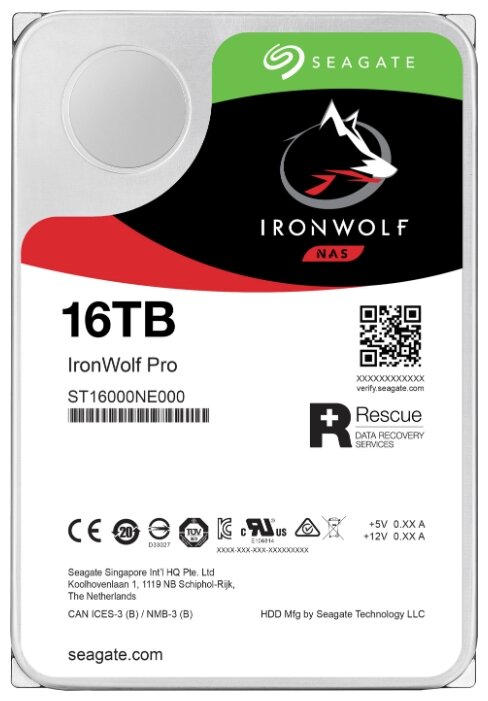 

Жесткий диск (HDD) Seagate 16Tb Ironwolf Pro, 3.5", 7200rpm, 256Mb, SATA3 (ST16000NE000)