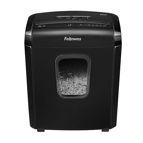 

Шредер FELLOWES PowerShred 6M, секретность P-4, 300 см/мин., фрагменты - 12ммx4мм, 13л, 6 листов, скрепки, скобы, карты (FS-46311), 6M