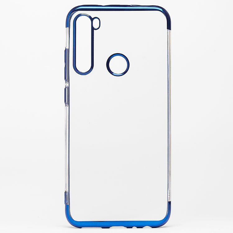 

Чехол-накладка - SC152 для смартфона Xiaomi Redmi Note 8, силикон, прозрачный, с синей рамкой (109796)