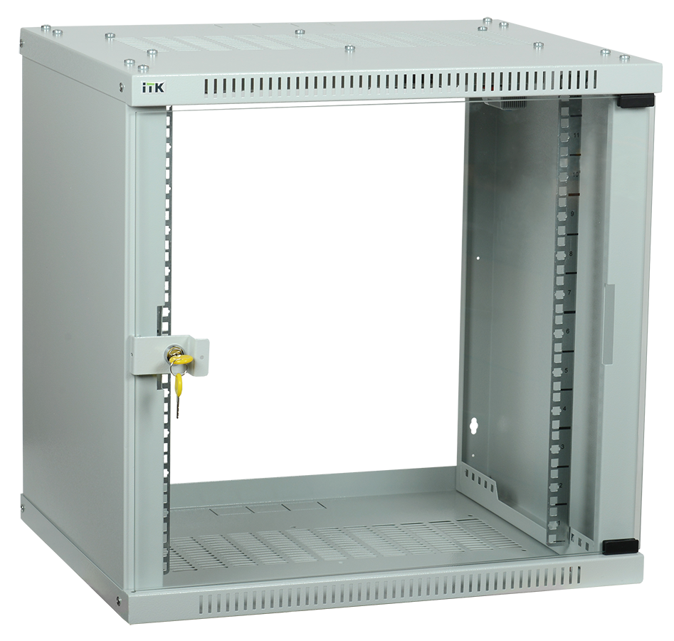 

Шкаф телекоммуникационный настенный 12U 600x600 мм, стекло, серый, разборный, ITK LINEA WE (LWE3-12U66-GF)