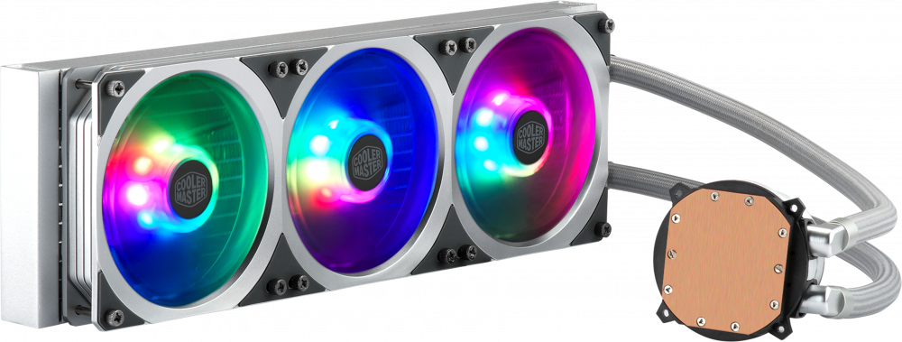 

Жидкостное охлаждение Cooler Master MasterLiquid ML360P Silver Edition ARGB для Socket 115x/2066/2011/2011-3/1356/1366/775/AM4/AM3/AM3+/FM1/AM2+/FM2/FM2+TR4/sWRX8, 3x120мм, RGB LED (MLY-D36M-A18PA-R1), MasterLiquid ML360P Silver Edition ARGB