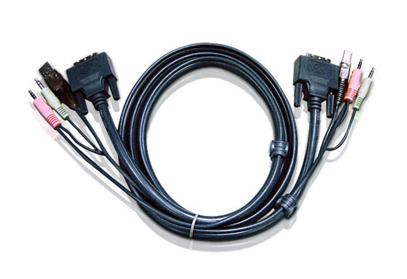 Кабель KVM (КВМ) ATEN 2L-7D02U, DVI-D, 2xJack 3.5mm, USB (AM), 1.8 м (2L-7D02U)