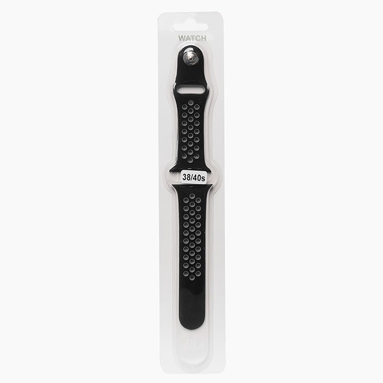 Ремешок Sport N для Apple Watch, S, силикон, черный/серый (107196)