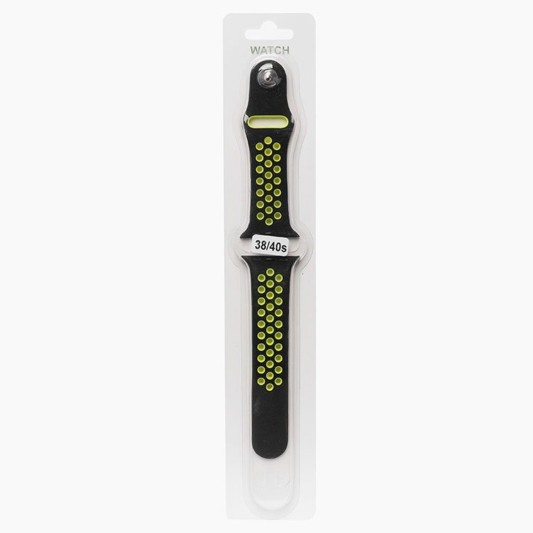 Ремешок Sport N для Apple Watch, S, силикон, черный/зеленый (107197)