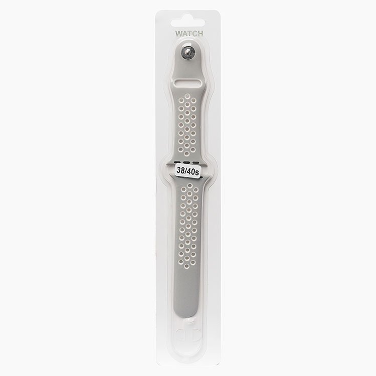 

Ремешок Sport N для Apple Watch, S, силикон, серый/белый (107199)