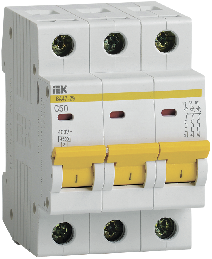 Выключатель автоматический IEK ВА47-29 50А C 4.5кА