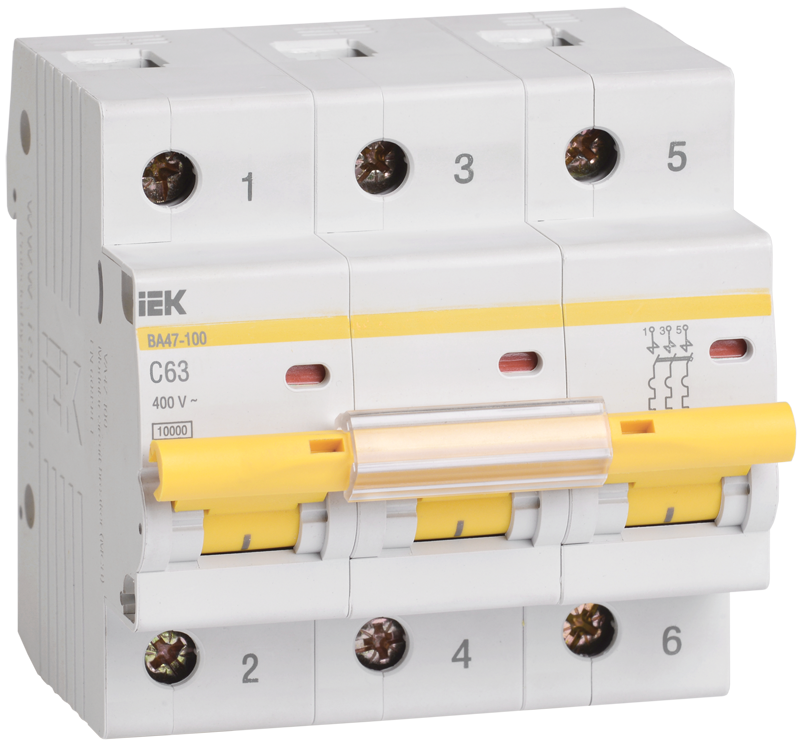 

Выключатель автоматический IEK ВА47-100 трехполюсный (3P/3П) 63А C 10кА (MVA40-3-063-C)