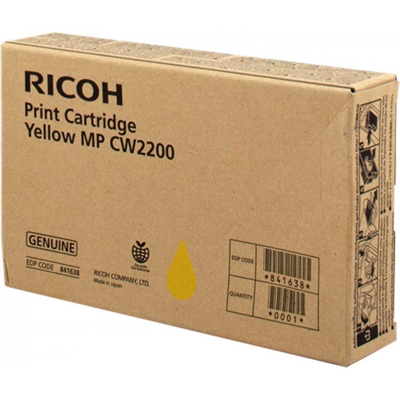 

Картридж струйный Ricoh MP CW2200 (841638), желтый, оригинальный, объем 100 мл, ресурс 461 страниц для Ricoh MP CW2200SP/CW2201SP, MP CW2200