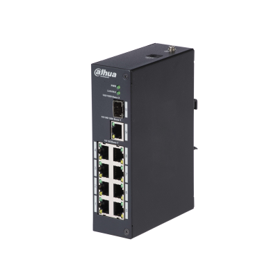 Коммутатор DAHUA PFS3110-8T, кол-во портов: 9x100 Мбит/с, кол-во SFP/uplink: combo RJ-45/SFP 2x1 Гбит/с, на DIN-рейку (DH-PFS3110-8T)