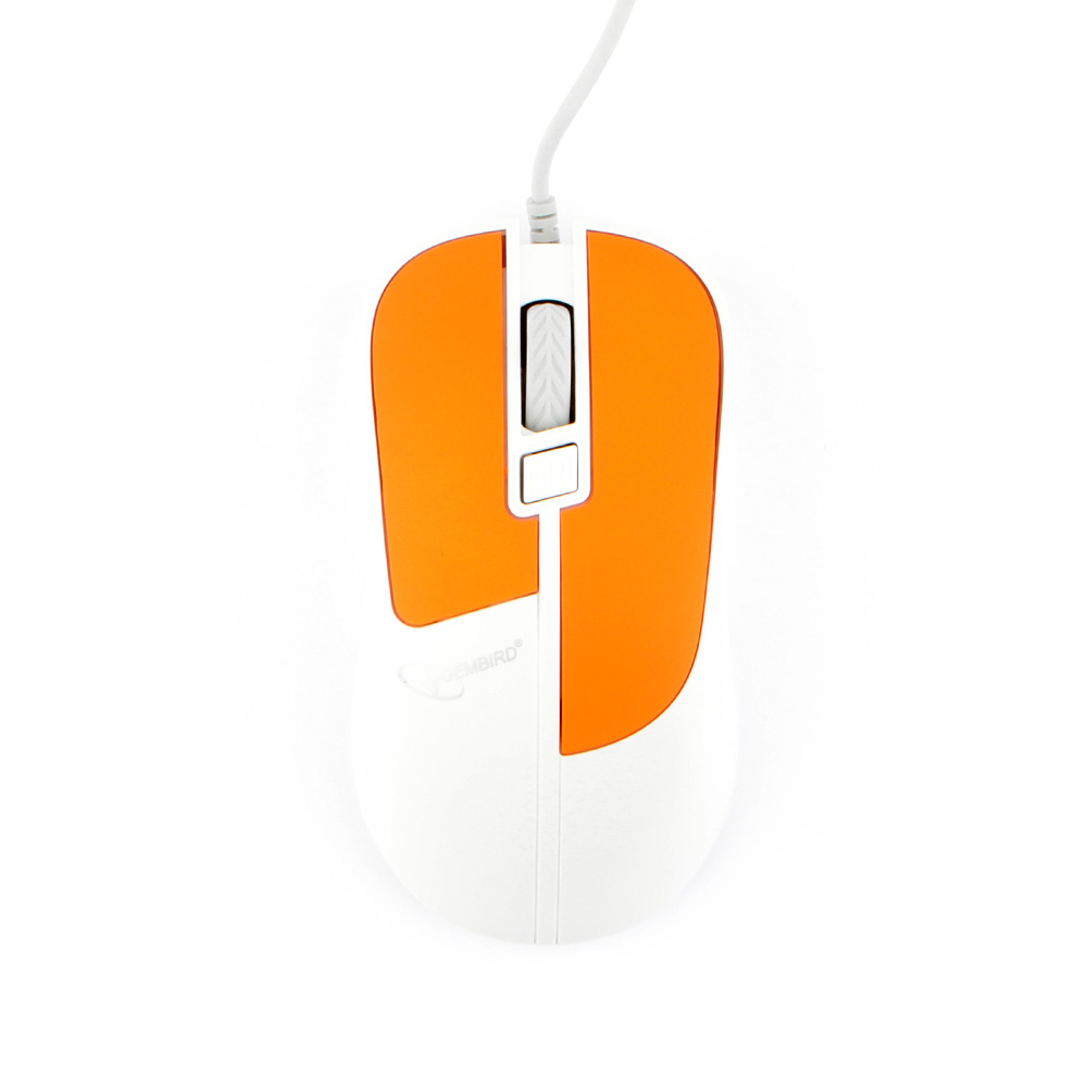 Мышь проводная Gembird MOP-410-O, 1600dpi, оптическая светодиодная, USB, оранжевый