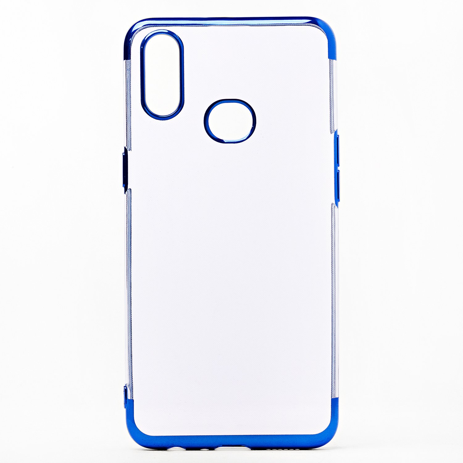 

Чехол-накладка SC152 для смартфона Samsung SM-A107 Galaxy A10s, силикон, прозрачный, с синей рамкой (109773)