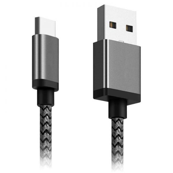 Кабель USB2.0-USBType-C, Ginzzu, 15см, черный (GC-152B)