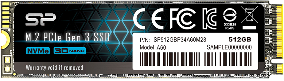 

Твердотельный накопитель (SSD) Silicon Power 512Gb A60, 2280, M.2, NVMe (SP512GBP34A60M28)