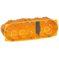 Коробка установочная Legrand Batibox, модулей: 8, мест: 3, ⌀6.7 см x 4 см, для полых стен, оранжевый (080043)