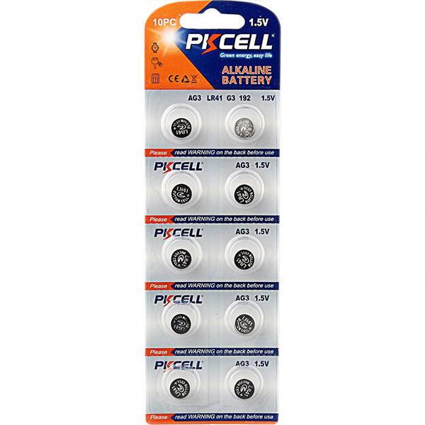 

Батарея PKCELL Akaline Button Cell AG3, LR41, 1.5V, 10шт. (AG3-10B)