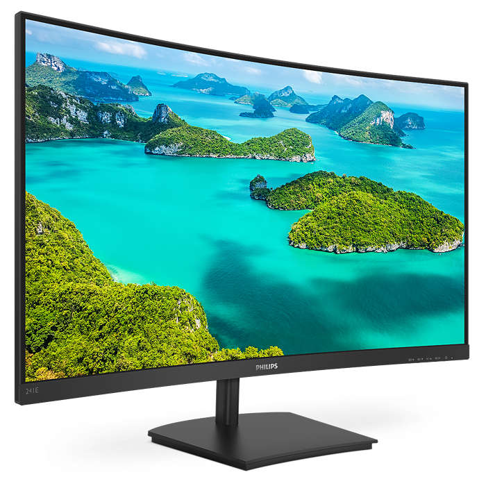 

Монитор 23.6" Philips E Line 241E1SCA VA, изогнутый, 1920x1080 (16:9), 250кд/м2, 4мс, 178°/178°, FreeSync, VGA, HDMI, черный, 241E1SCA