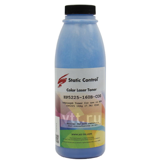 

Тонер Static Control HP5225-160B-COS, флакон 160г, голубой, совместимый, для CE741A, HP5225-160B-COS