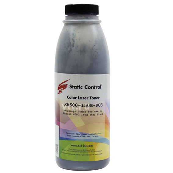 

Тонер Static Control X6600-150B-KOS, флакон 150г, черный, совместимый, для Xerox 6600/WC6605, X6600-150B-KOS