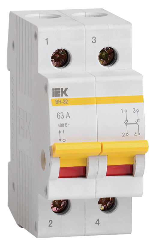 

Выключатель нагрузки 2P 63А, IEK ВН-32 (MNV10-2-063)