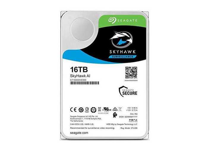 

Жесткий диск (HDD) Seagate 16Tb SkyHawk AI, 3.5", 7200rpm, 256Mb, SATA3 (ST16000VE000)