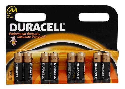 

Батарейка Duracell LR6, AA (LR06/15А), 1.5V, 8 шт. (Basic), Черный/золотистый