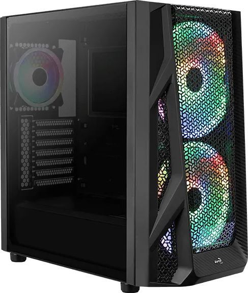 Корпус AeroCool AirHawk Duo-G-BK-v1, ATX, Midi-Tower, 2xUSB 3.0, черный, без БП (4710562752434)