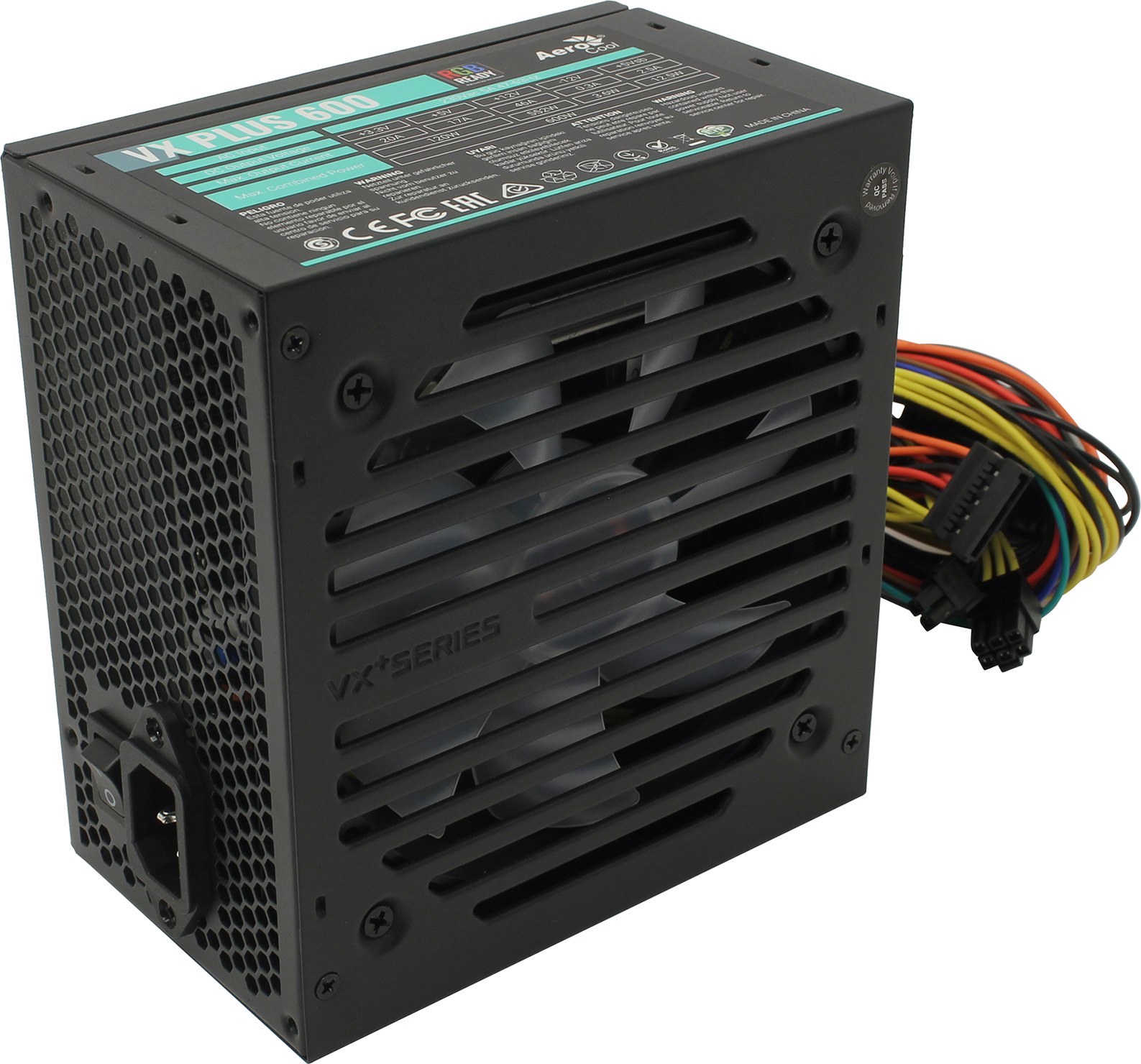 

Блок питания 600 Вт ATX AeroCool VX-600 RGB PLUS, 120 мм (4718009150911), VX-600 RGB PLUS