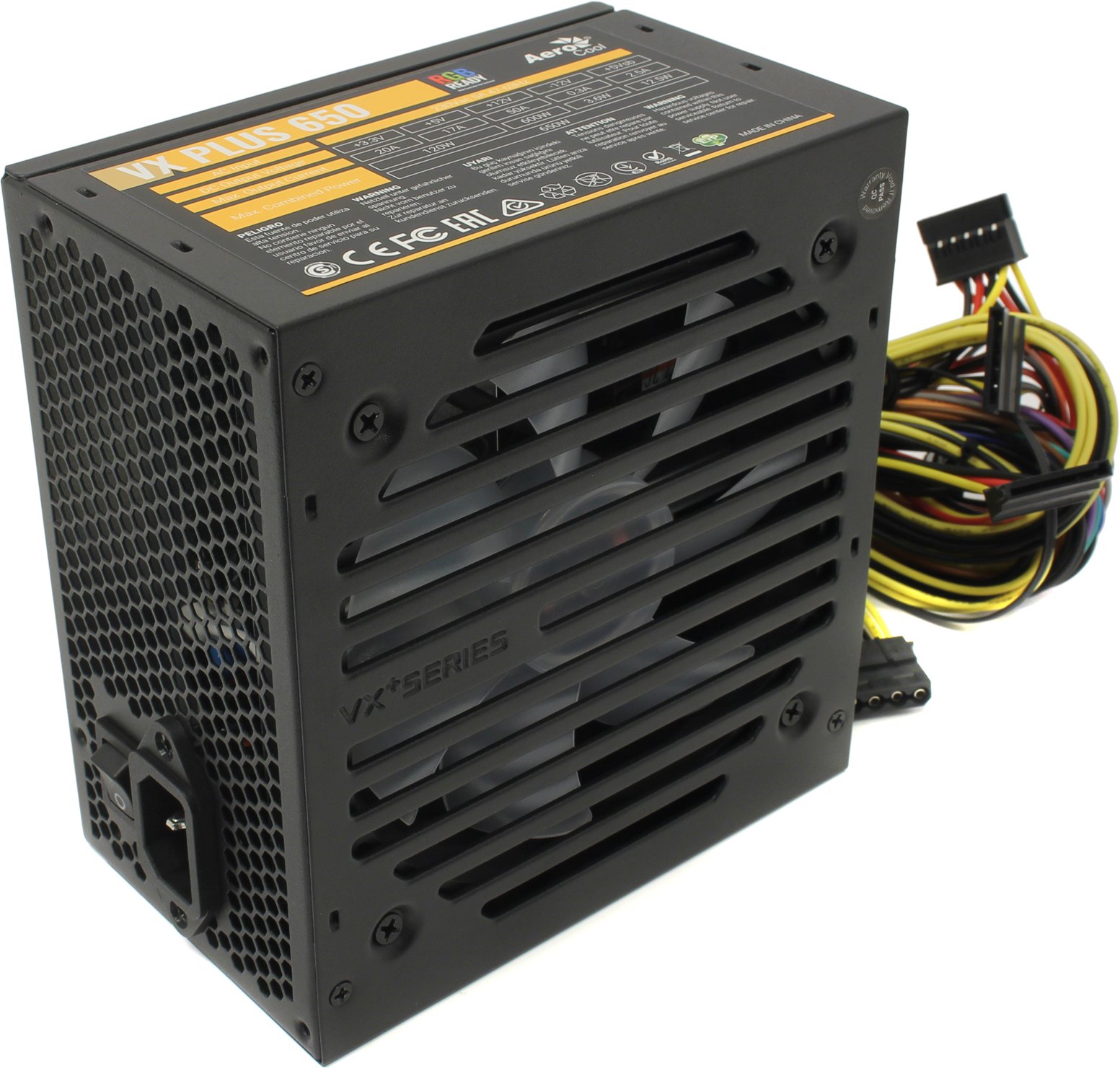 

Блок питания 650 Вт ATX AeroCool VX-650 RGB PLUS, 120 мм (4718009150928), VX-650 RGB PLUS