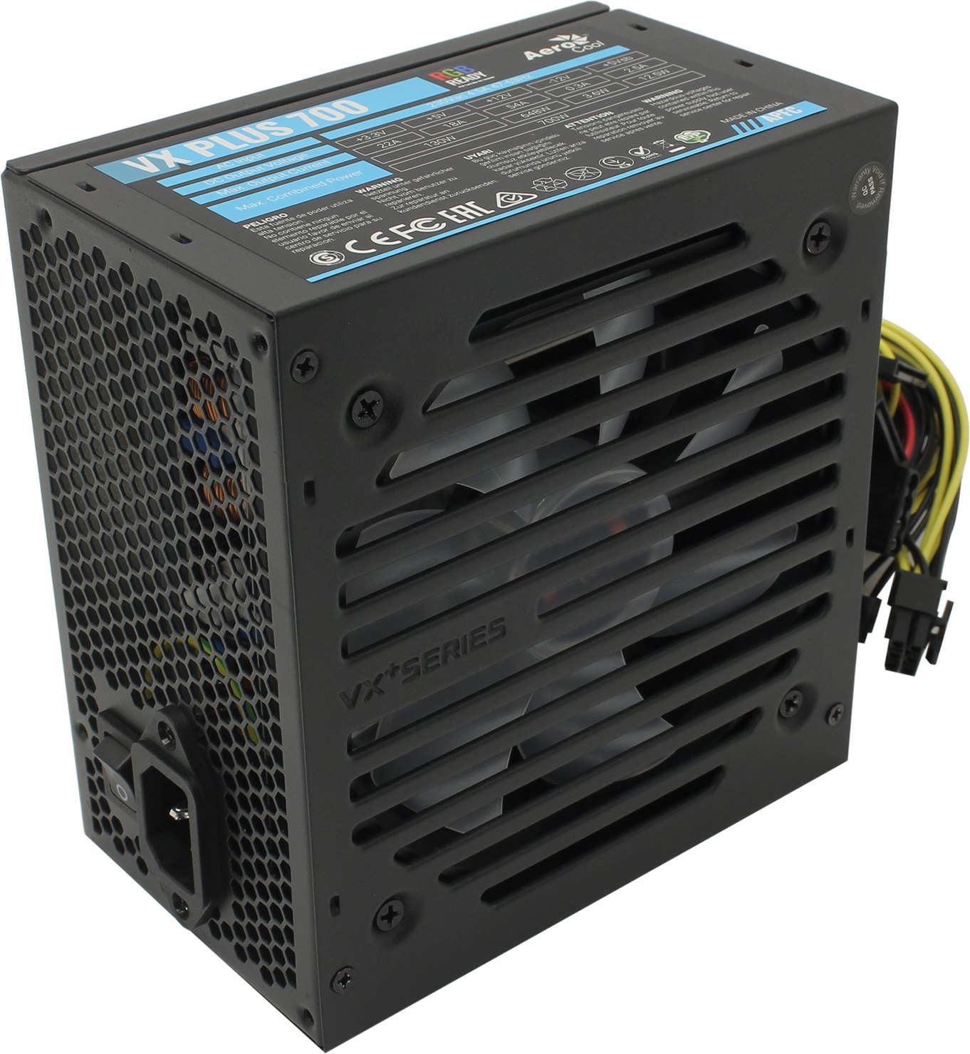 Блок питания 700 Вт, AeroCool VX-700 RGB PLUS, 120 мм