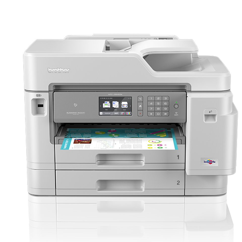 

МФУ струйный Brother MFC-J5945DW, A3, цветной, 35стр/мин (A4 ч/б), 27стр/мин (A4 цв.), 1200x2400dpi, дуплекс, ДАПД-50 листов, факс, сетевой, Wi-Fi, USB (MFCJ5945DWRE1), MFC-J5945DW