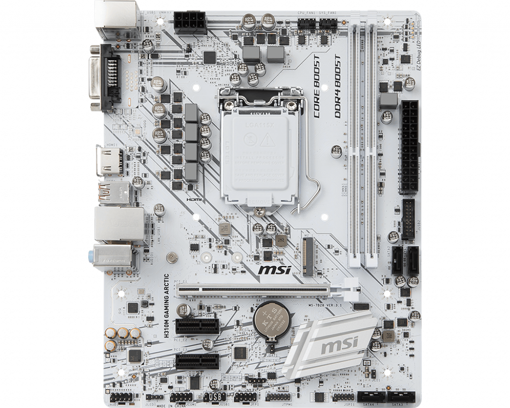 Материнская плата MSI H310M GAMING ARCTIC, Socket1151v2, Intel H310, mATX