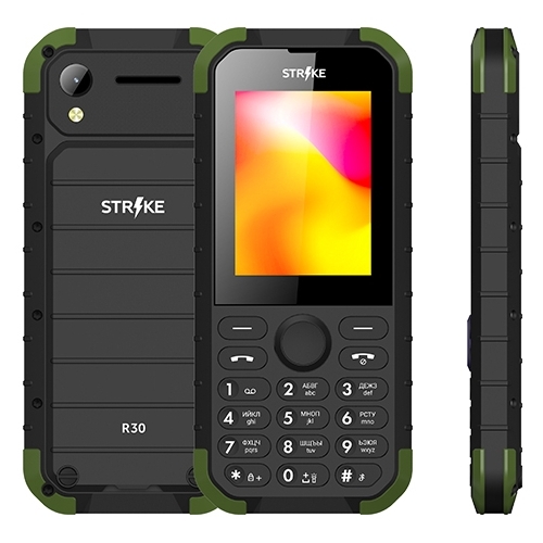 Мобильный телефон BQ Strike R30 черный/зеленый